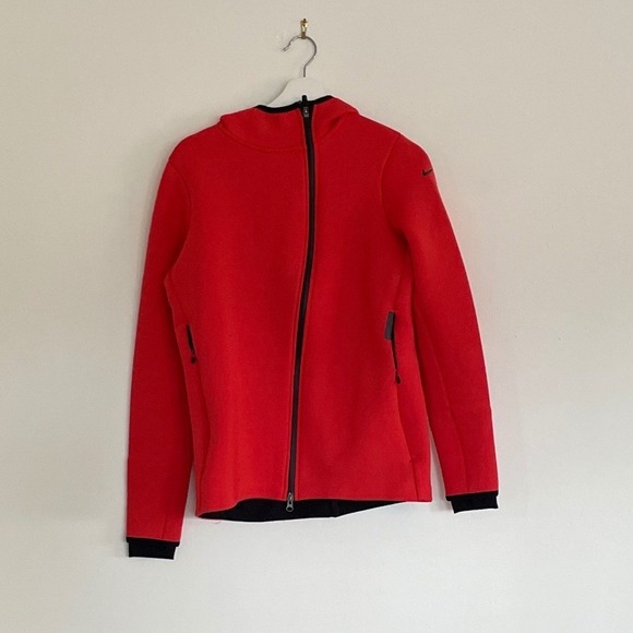 Nike Other - Nike Therma-FIT Full Zip Hoodie Red Black Scuba Hood Thumbholes Mens Medium